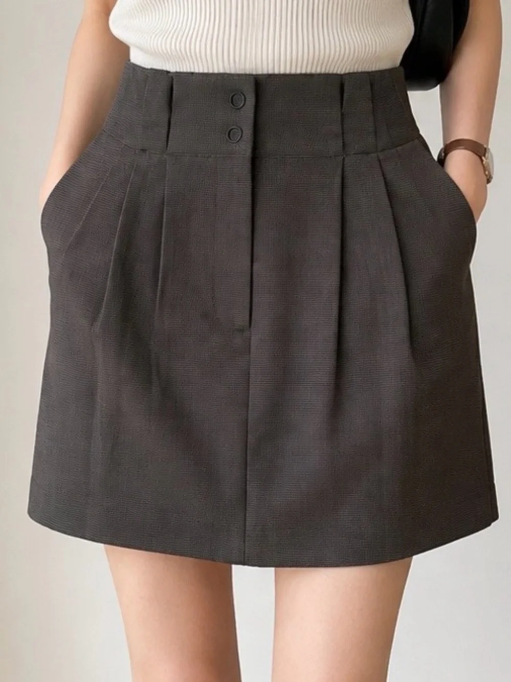 Sportsgirl Brown High Waist Pleated Tailored Mini Skirt Size 8